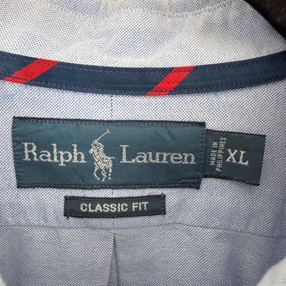 Ralph Lauren Mens Classic Fit Button Down Oxford Shirt Blue Business Preppy XL - Picture 7 of 12